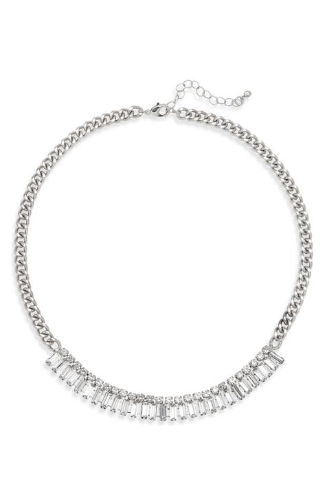 Crystal Baguette Curb Link Necklace