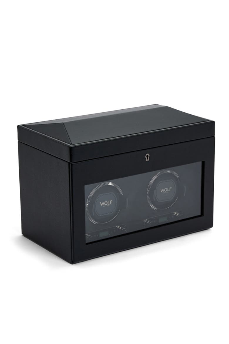 British Racing Double Watch Winder with Storage, Alternate, color, Black