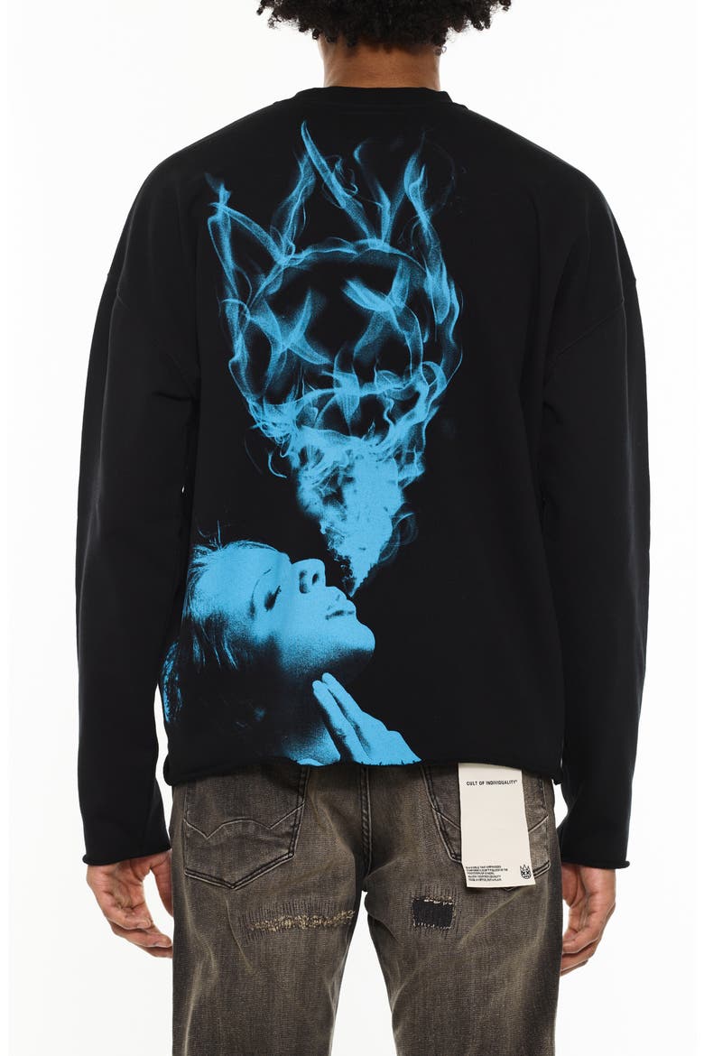 Graphic Cotton Fleece Sweatshirt, Alternate, color, BLACK