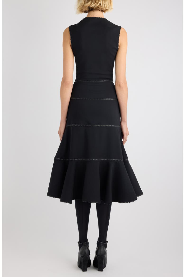 Charnière Stretch Virgin Wool & Leather Dress, Alternate, color, NOIR