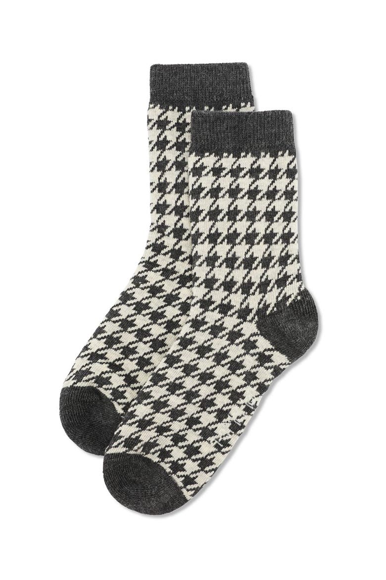 Houndstooth Crew Sock, Alternate, color, Dark Gray Heather