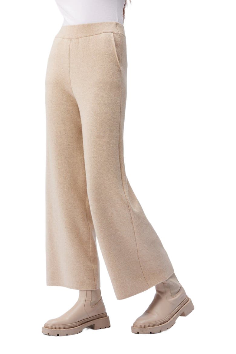 Cashmere Wide-Leg Pants, Alternate, color, beige