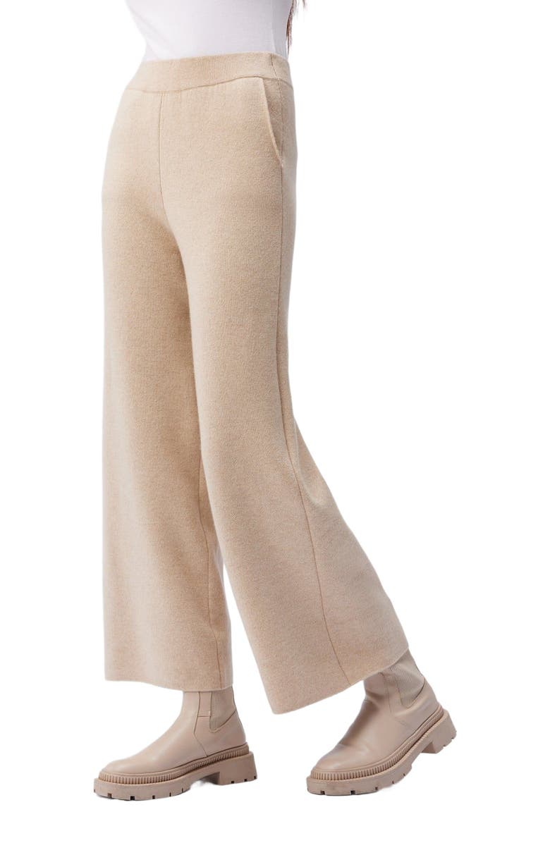 GOBI Mongolian Cashmere Cashmere Wide-Leg Pants, Alternate, color, Beige