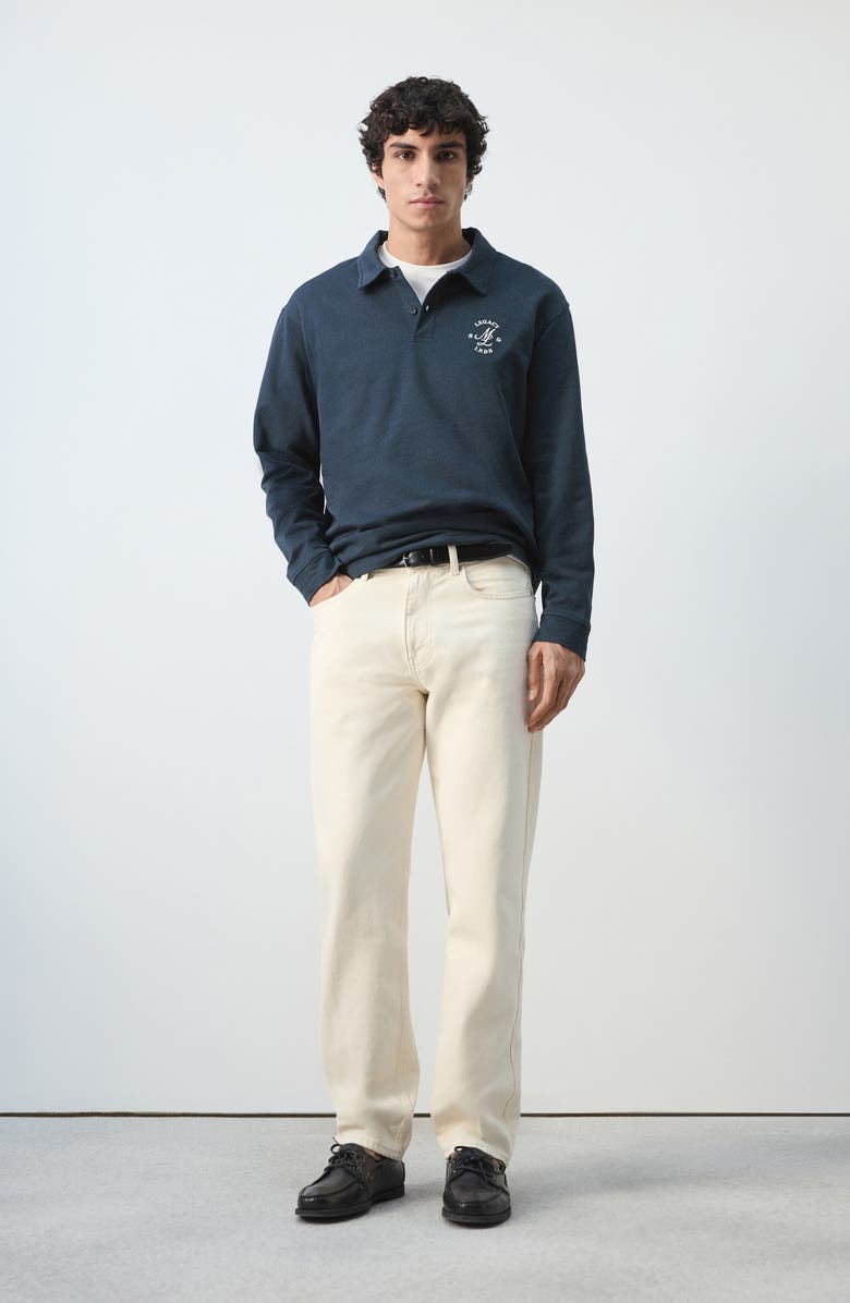 MANGO Cotton Embroidered Graphic Polo, Alternate, color, Navy