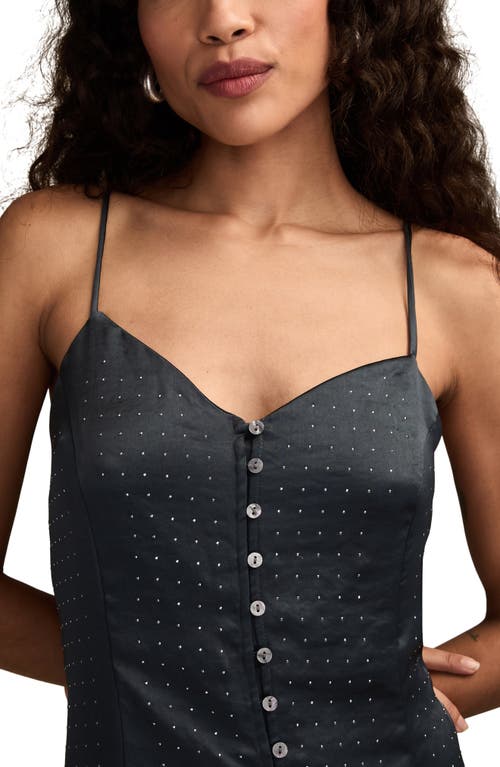 Lucky Brand Embellished Button-up Midi Dress In Blue