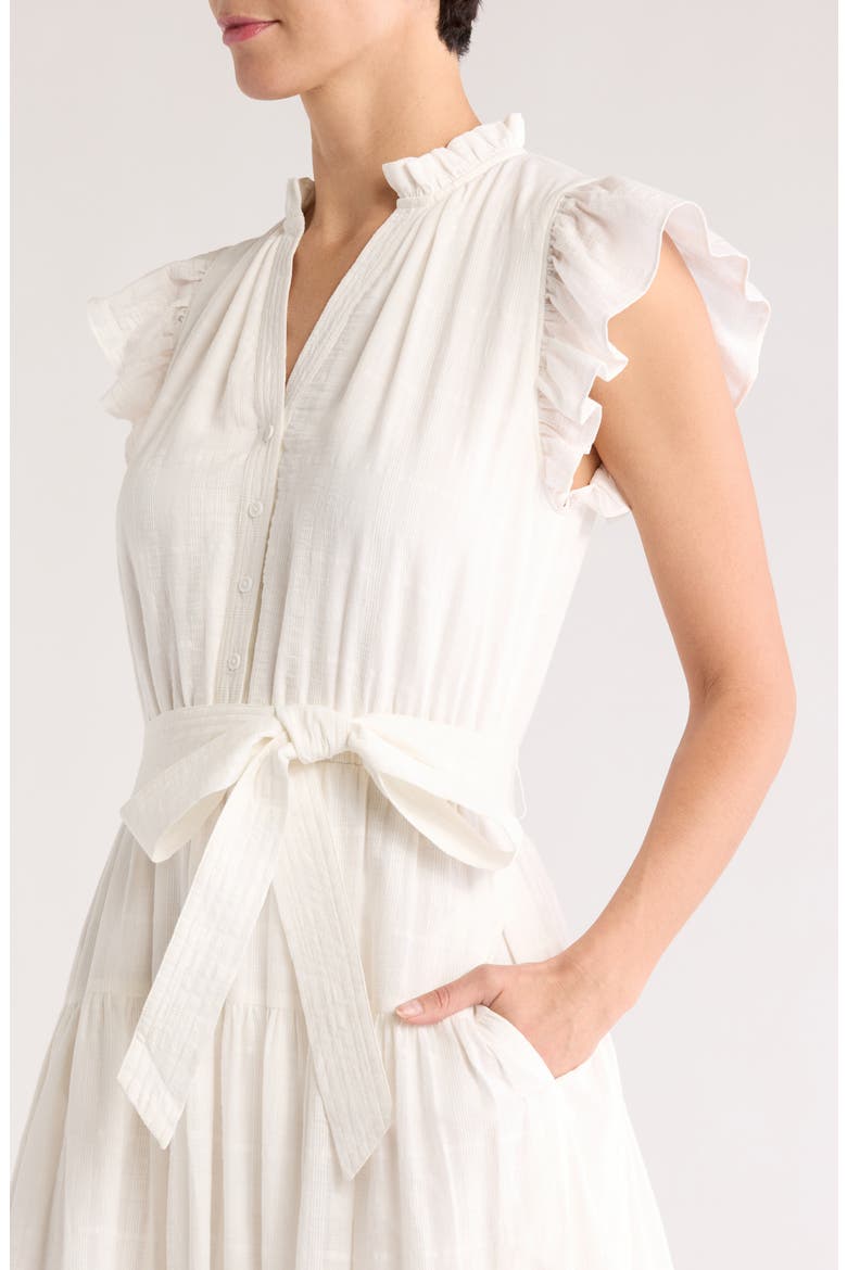Dianthus Tiered Cotton Midi Dress, Alternate, color, WHITE