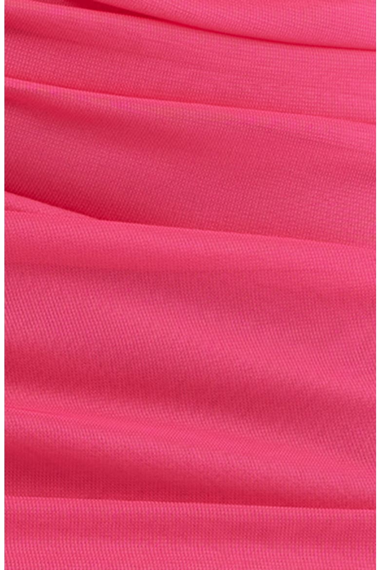 Amara Ruched Off the Shoulder Mesh Gown, Alternate, color, CERISE
