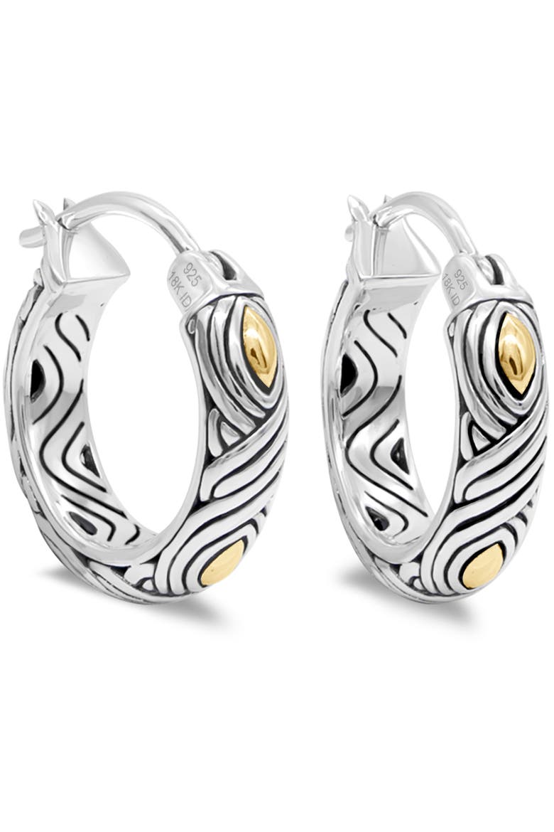20mm Woven Hoop Earrings in Sterling Silver and 18K Gold, Main, color, Silver