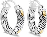 DEVATA 20mm Woven Hoop Earrings in Sterling Silver and 18K Gold