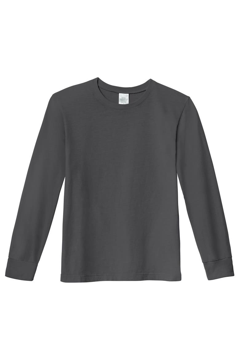 Boys 100% Soft Cotton Medium-Weight Long Sleeve Tee With Cuffs, Main, color, Charcoal