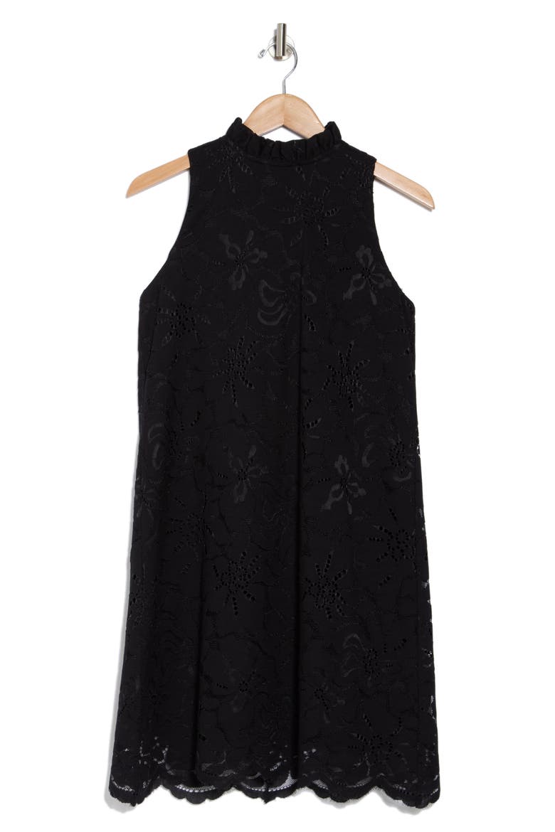 Floral Lace Shift Dress, Alternate, color, ANNE BLACK