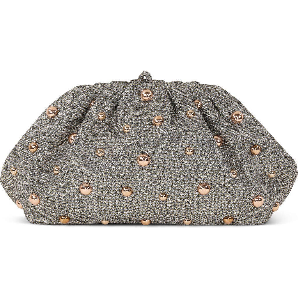 Jewel Badgley Mischka Margot Beaded Pouch Clutch In Gray