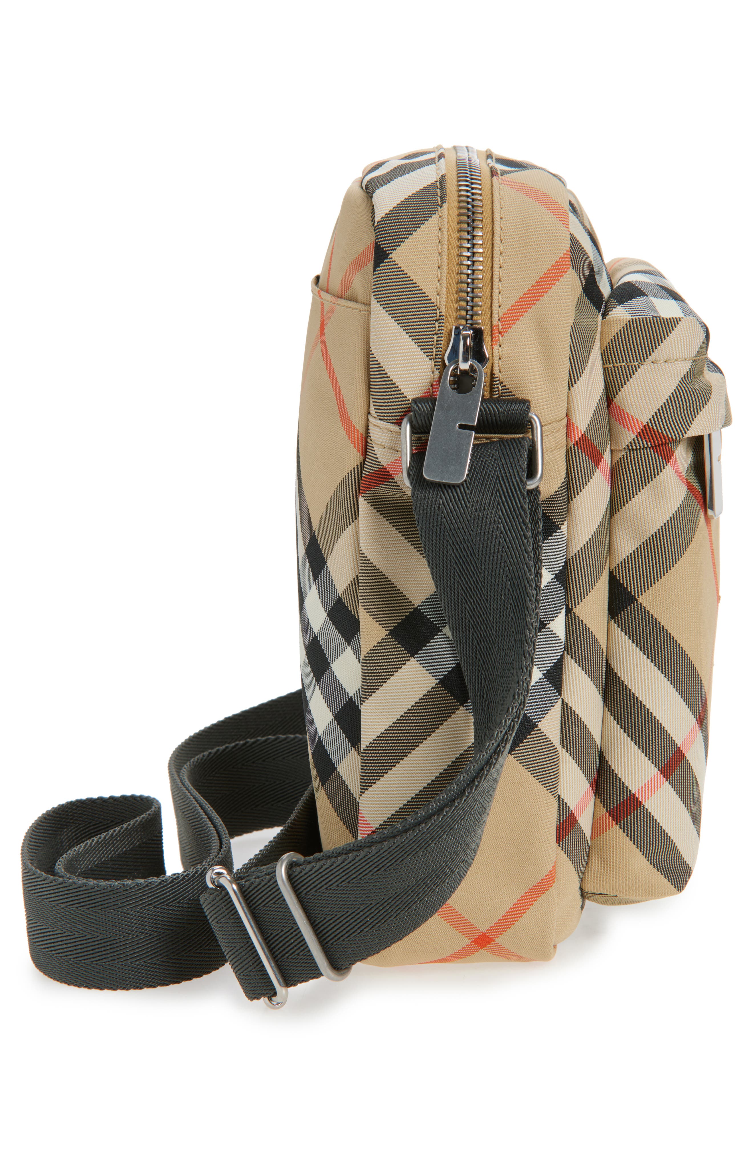 Burberry Classic Check North/South Crossbody Bag, Alternate, color, Sand