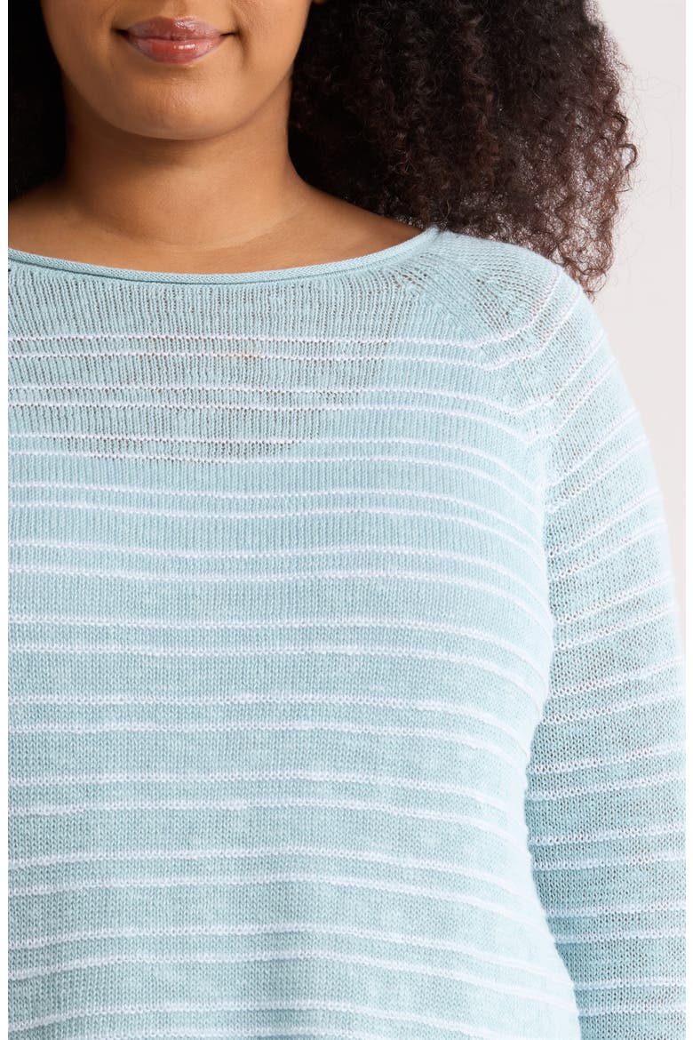Bateau Neck Stripe Sweater, Alternate, color, BREEZE