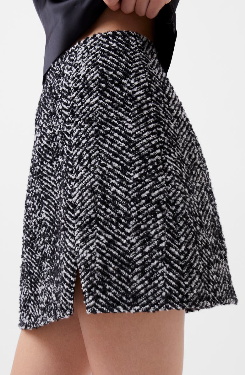 French Connection Chantelle Herringbone Miniskirt, Alternate, color, Black White