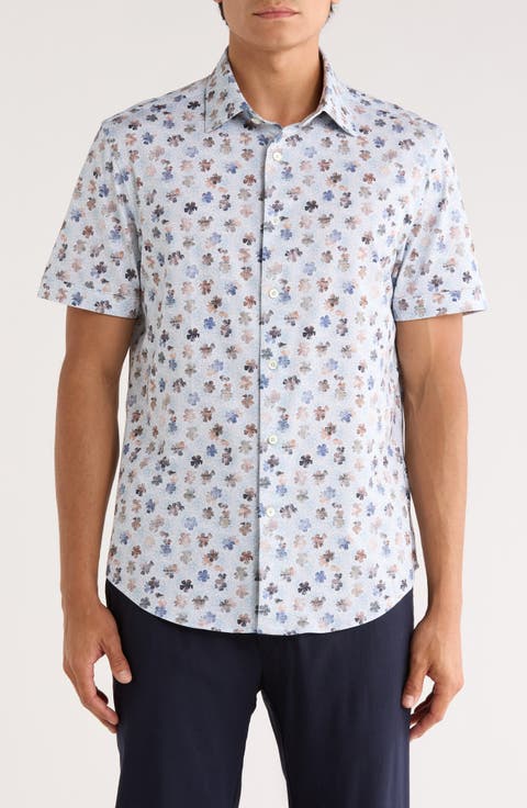 Miles OoohCotton® Abstract Print Short Sleeve Button-Up Shirt