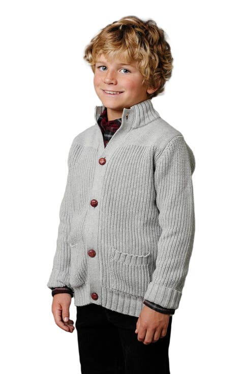 Boys' Organic Mock Neck Cardigan, Kids