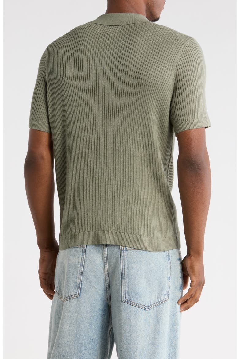 Short Sleeve Button-Up Sweater, Alternate, color, GREEN CHAPARRAL
