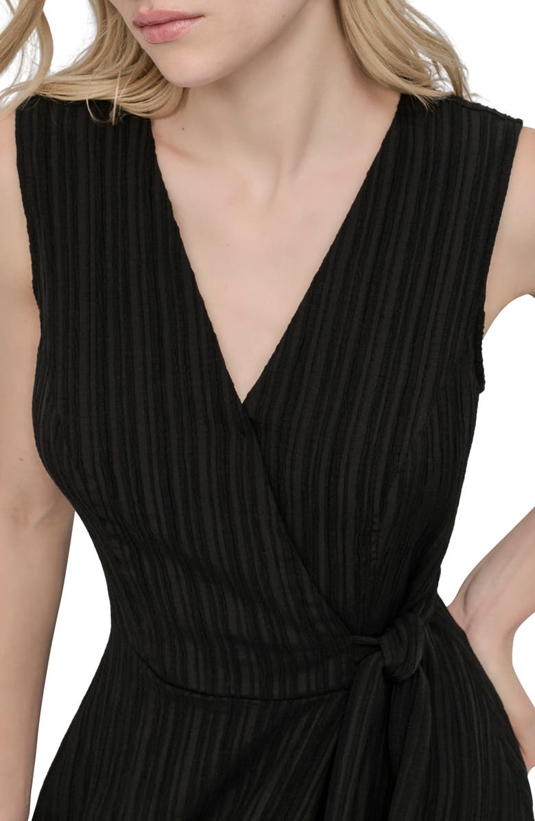 DKNY Sleeveless Faux Wrap Midi Dress, Alternate, color, 