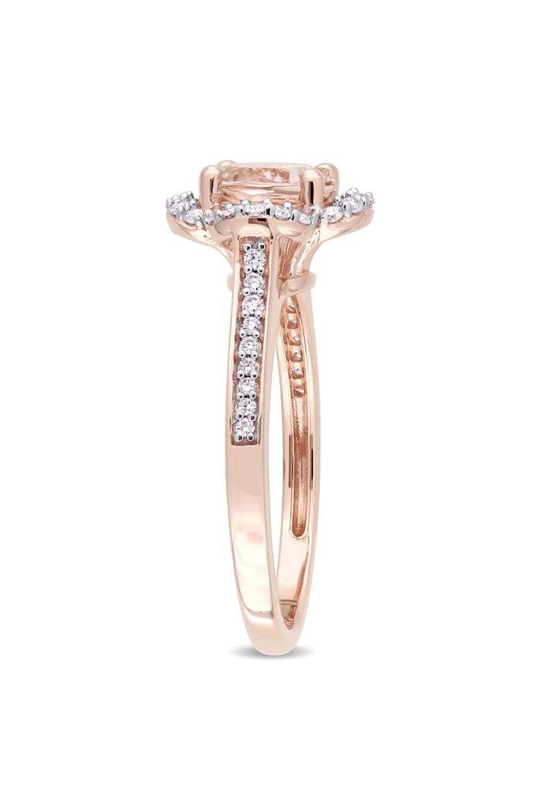 Morganite & Diamond Quatrefoil Halo Ring 14k, Alternate, color, Morganite