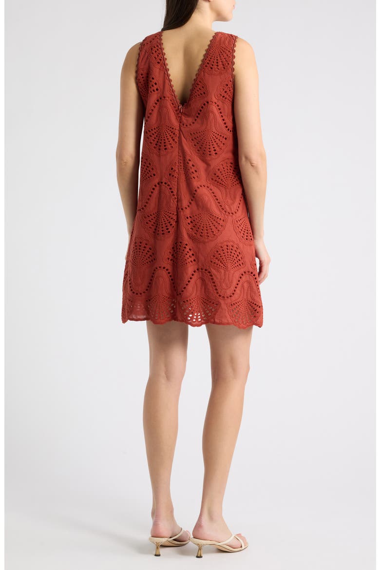 Cannes Eyelet Cotton Shift Minidress, Alternate, color, WINE