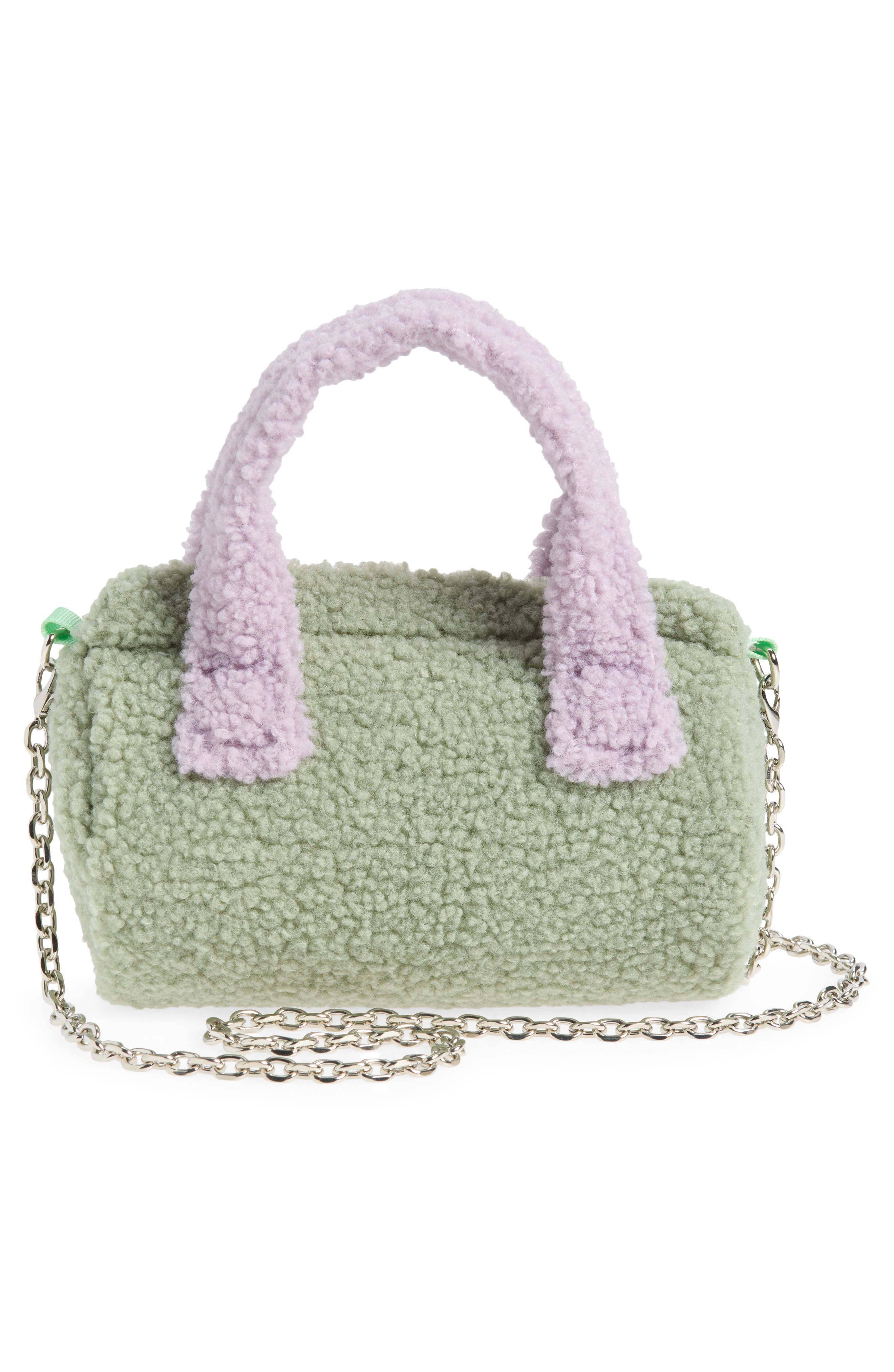Kids' Colorblock Faux Shearling Bag, Alternate, color, PISTACHIO