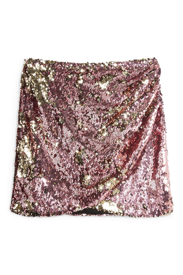 Flip Sequin Drape Miniskirt, Alternate, color, PINK
