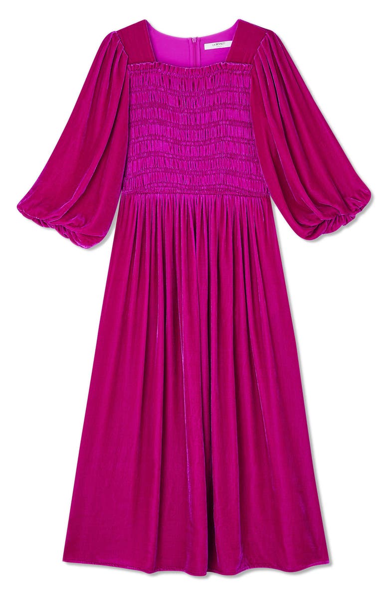 LK Bennett Callista Shirred Velvet Dress, Alternate, color, Magenta