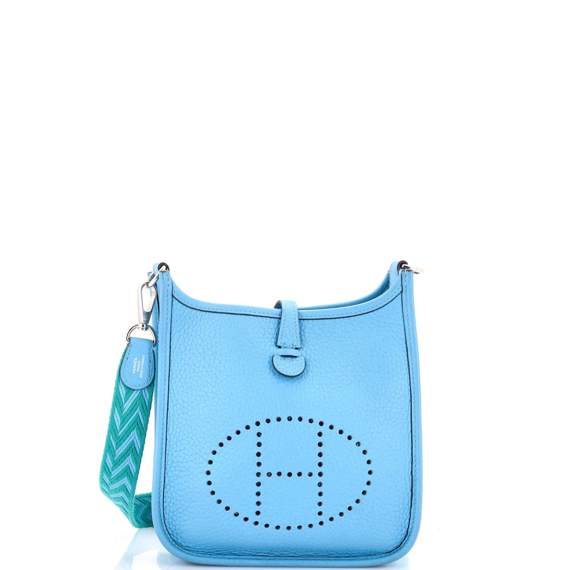 Pre-Owned Hermes Evelyne Bag Gen III Clemence TPM, Main, color, Celeste
