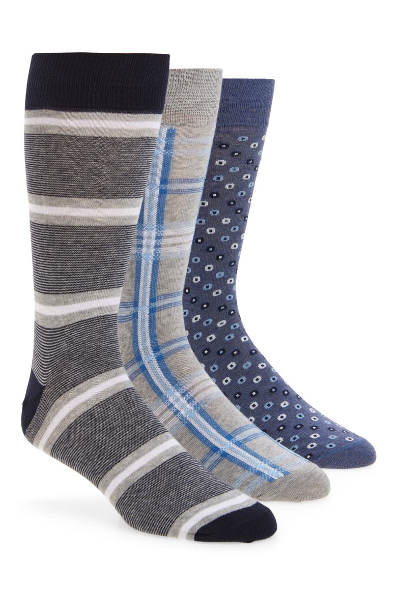 3-Pack Assorted Crew Socks, Main, color, GREY