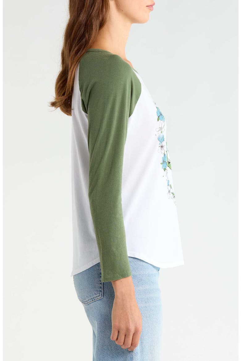Heart Lotus Raglan Sleeve T-Shirt, Alternate, color, BRIGHT WHITE