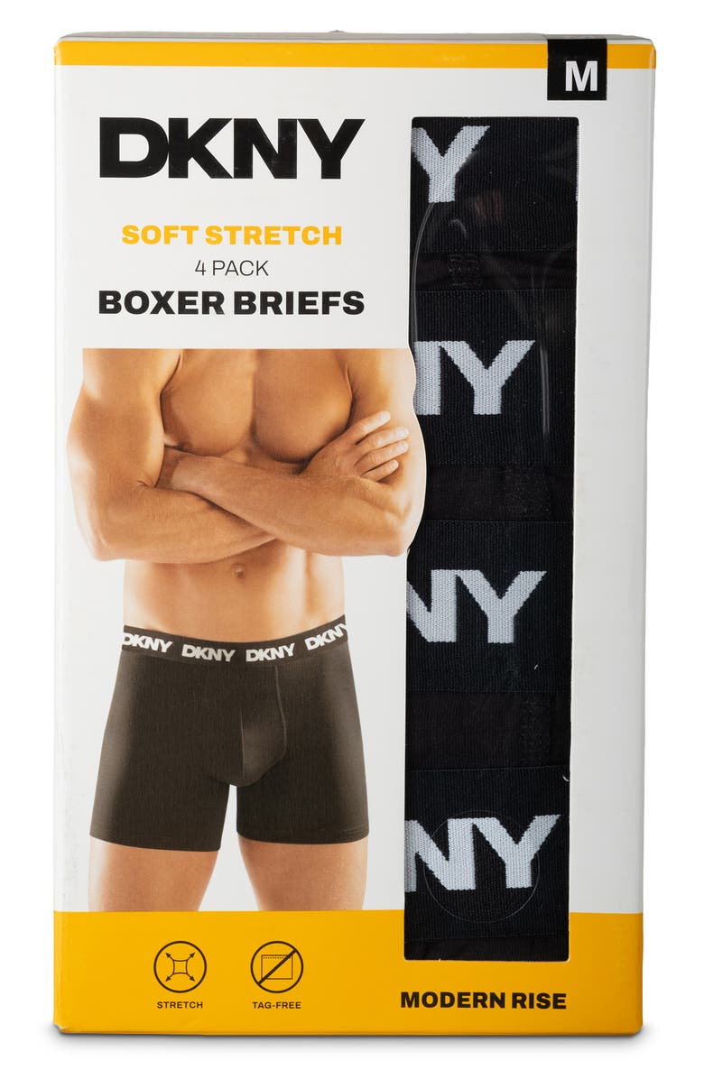 DKNY Pack of 4 Assorted Boxer Briefs, Alternate, color, Black/Black/Black/Black