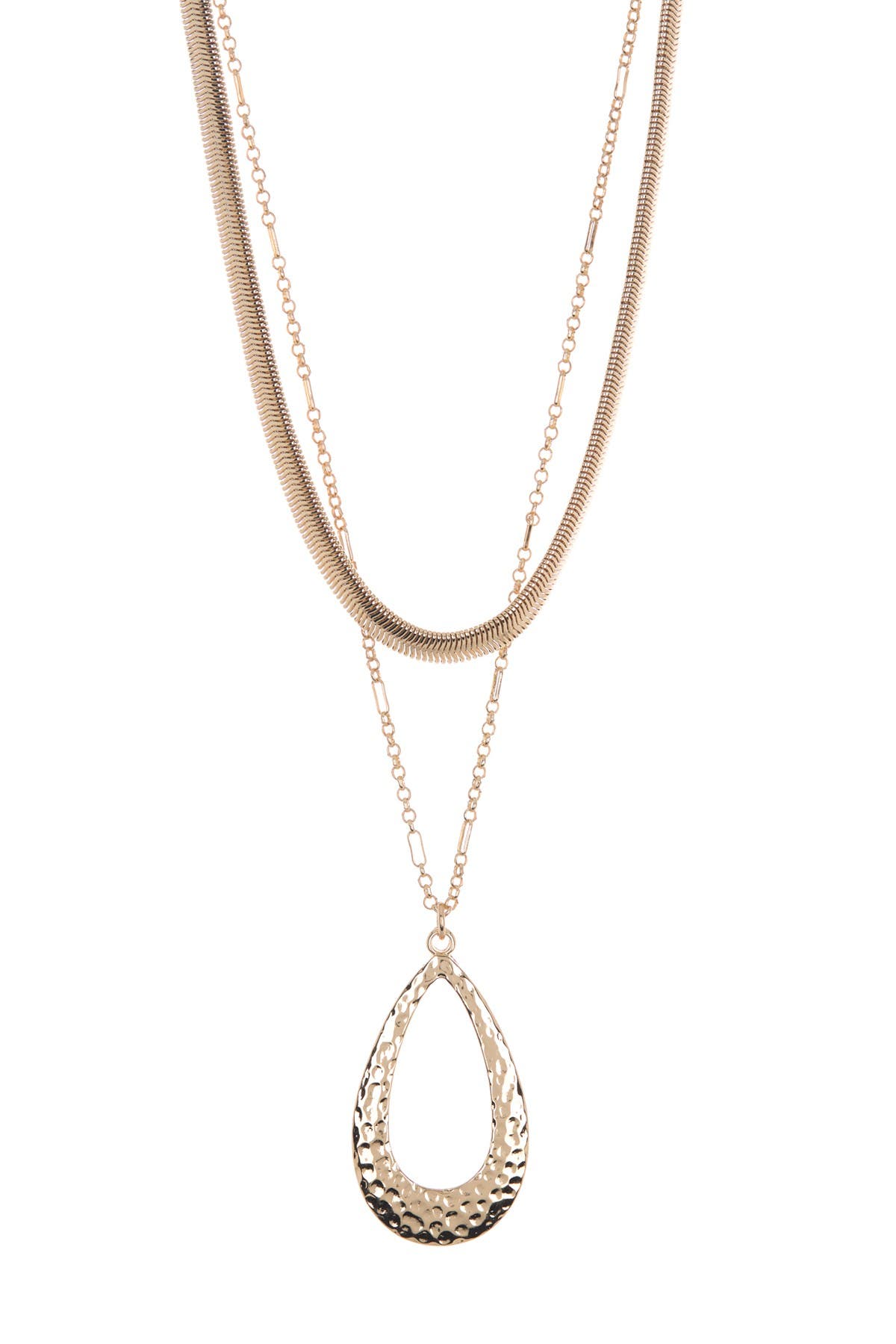 14th & Union Hammered Teardrop & Snake Chain Multi-Layer Necklace ...