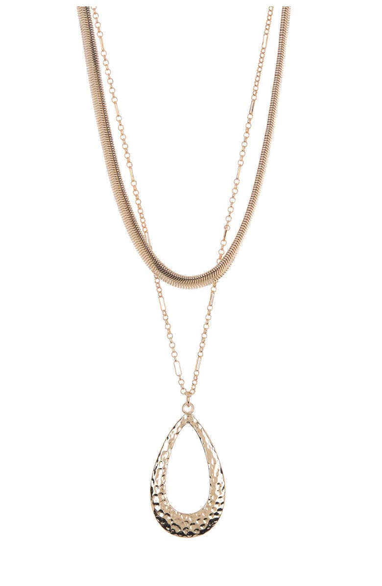 14th & Union Hammered Teardrop & Snake Chain Multi-Layer Necklace, Main, color,
