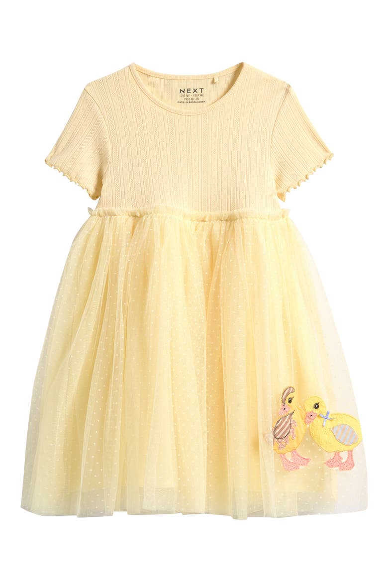 Kids' Tulle Skirt Appliqué Dress, Main, color, YELLOW