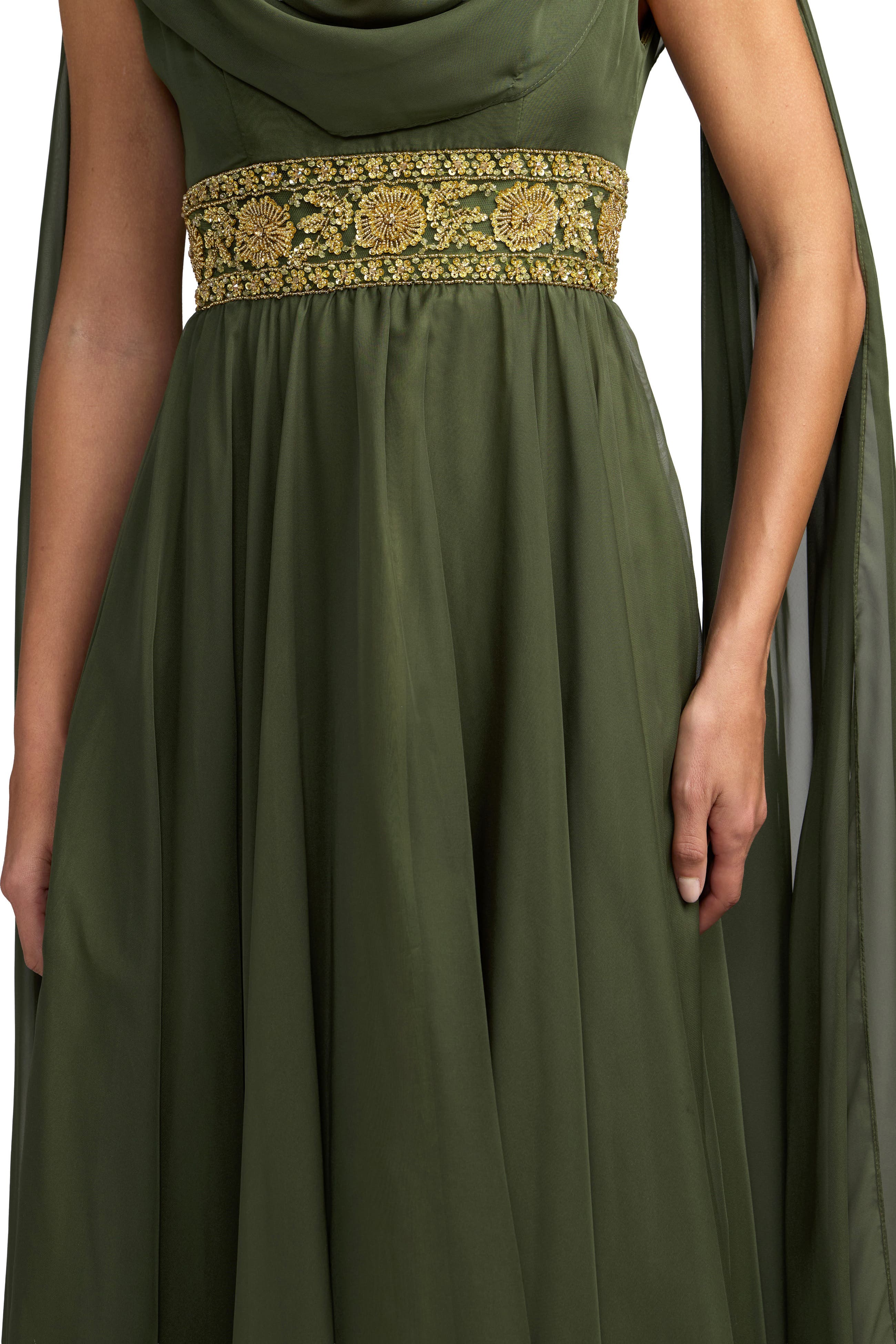Mac Duggal Cowl A-line Gown With Beaded Belt (Women) | Nordstrom