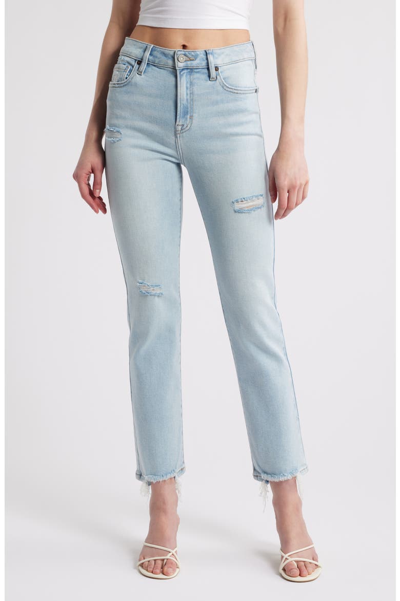 Fray Hem Ankle Cigarette Skinny Jeans, Main, color, LIGHT WASH
