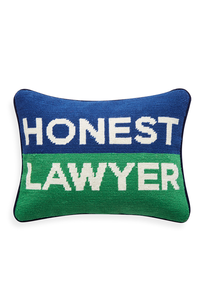 Honest Lawyer Needlepoint Pillow, Main, color, Blue/Green