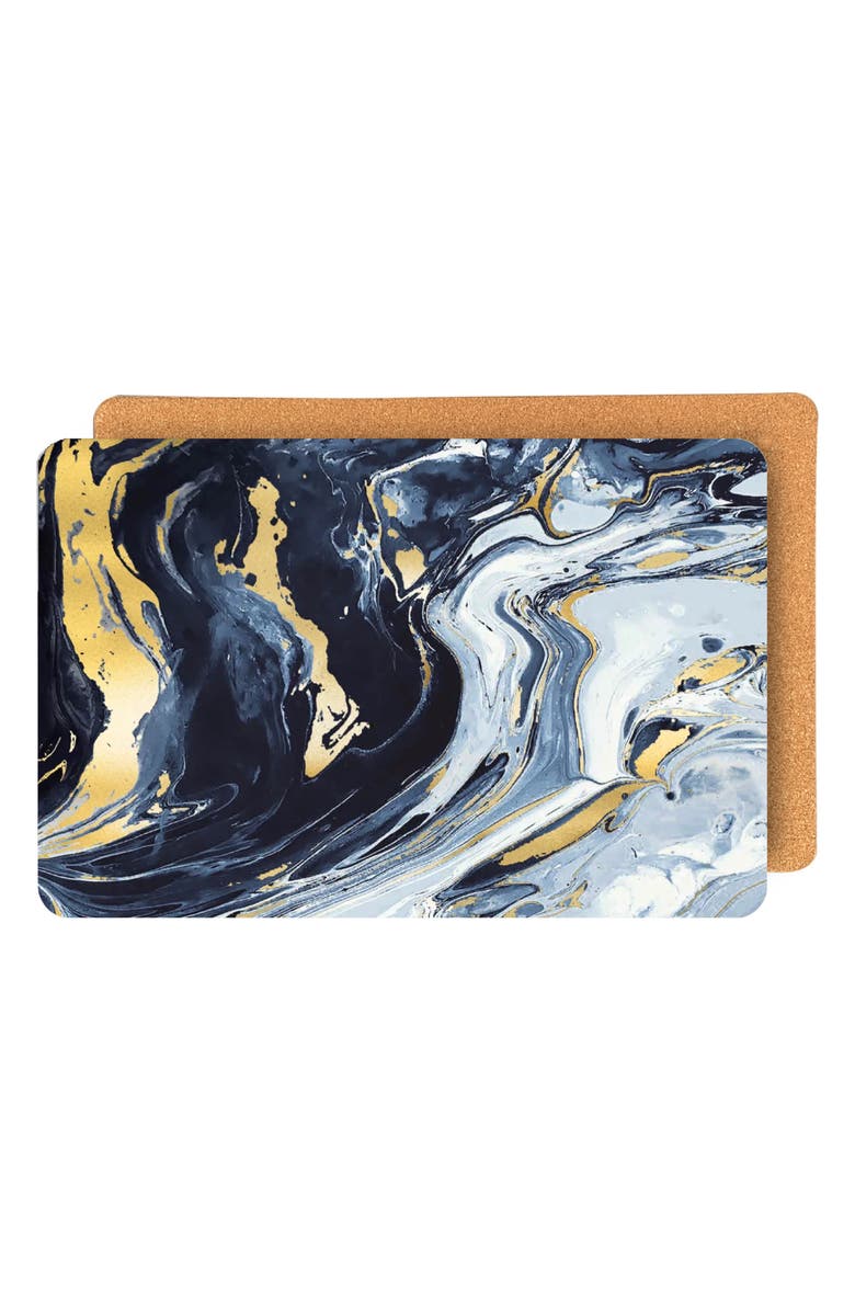 DAINTY HOME Marble Print Set of 8 Placemats, Main, color, Blue