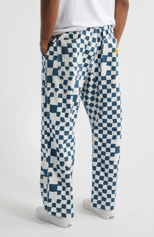 Service Works Chef Check-pattern Drawstring Trousers In Teal Checker