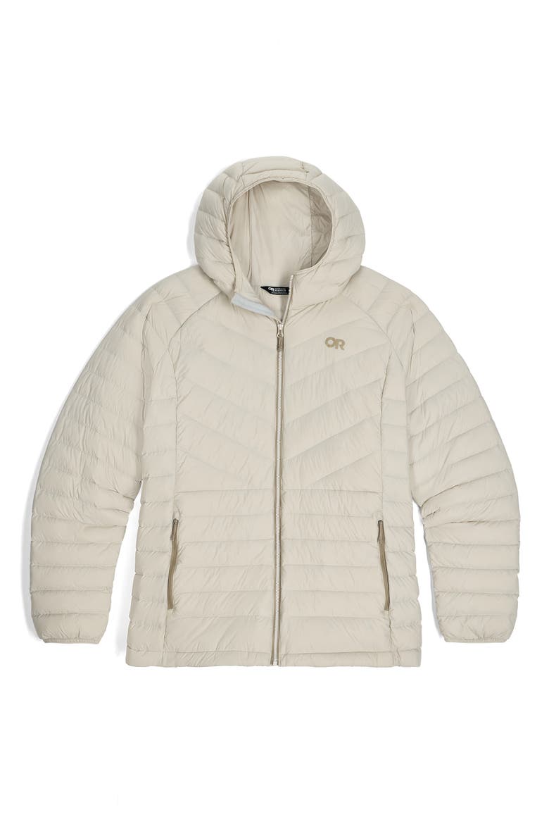 Transcendent Water Resistant 800 Fill Power Hooded Down Jacket, Main, color, OYSTER