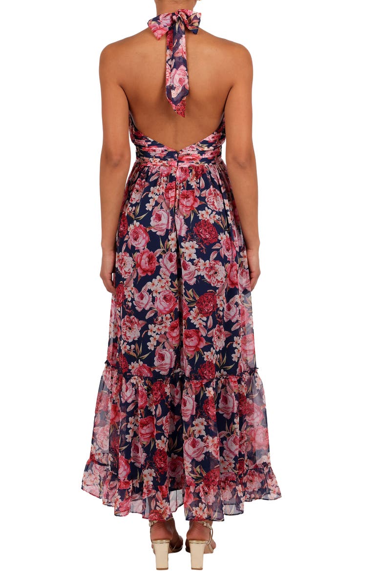 Petal & Pup Lennon Floral Halter Neck Maxi Dress, Alternate, color, Navy Floral