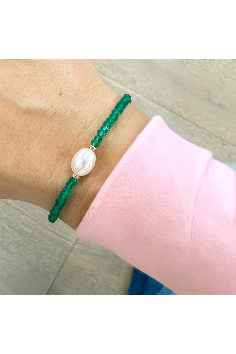 Green Onyx Bead Pearl Bracelet, Alternate, color, Green Onyx