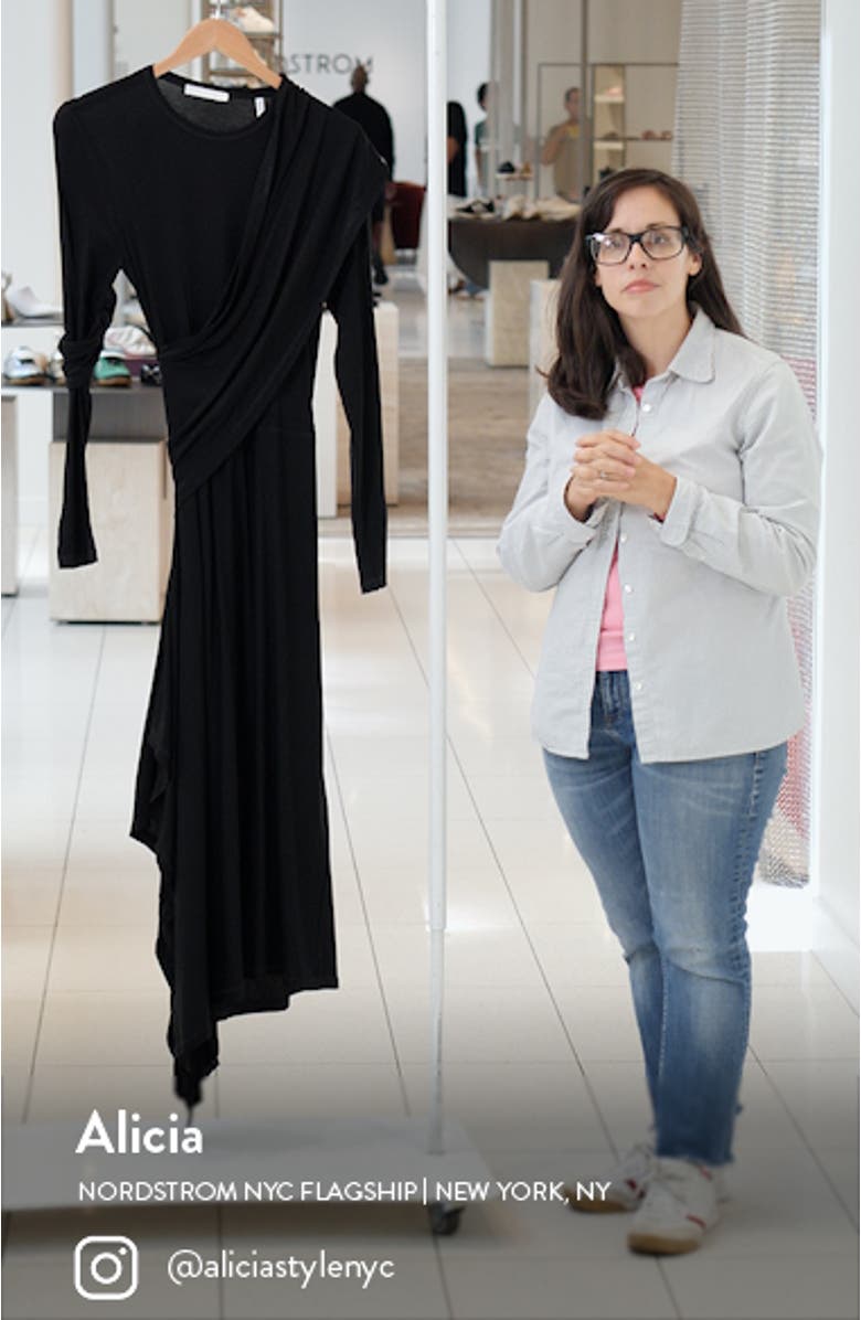 Protection Draped Asymmetric Long Sleeve Dress, sales video thumbnail