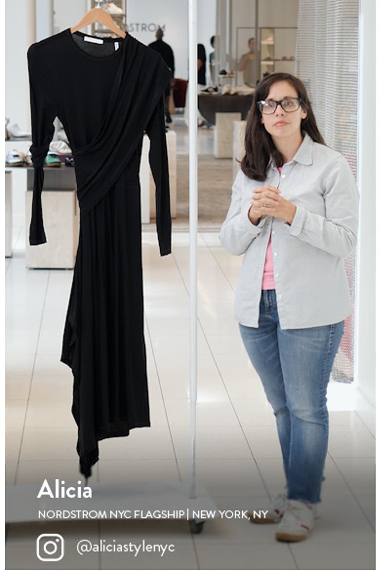 Protection Draped Asymmetric Long Sleeve Dress video