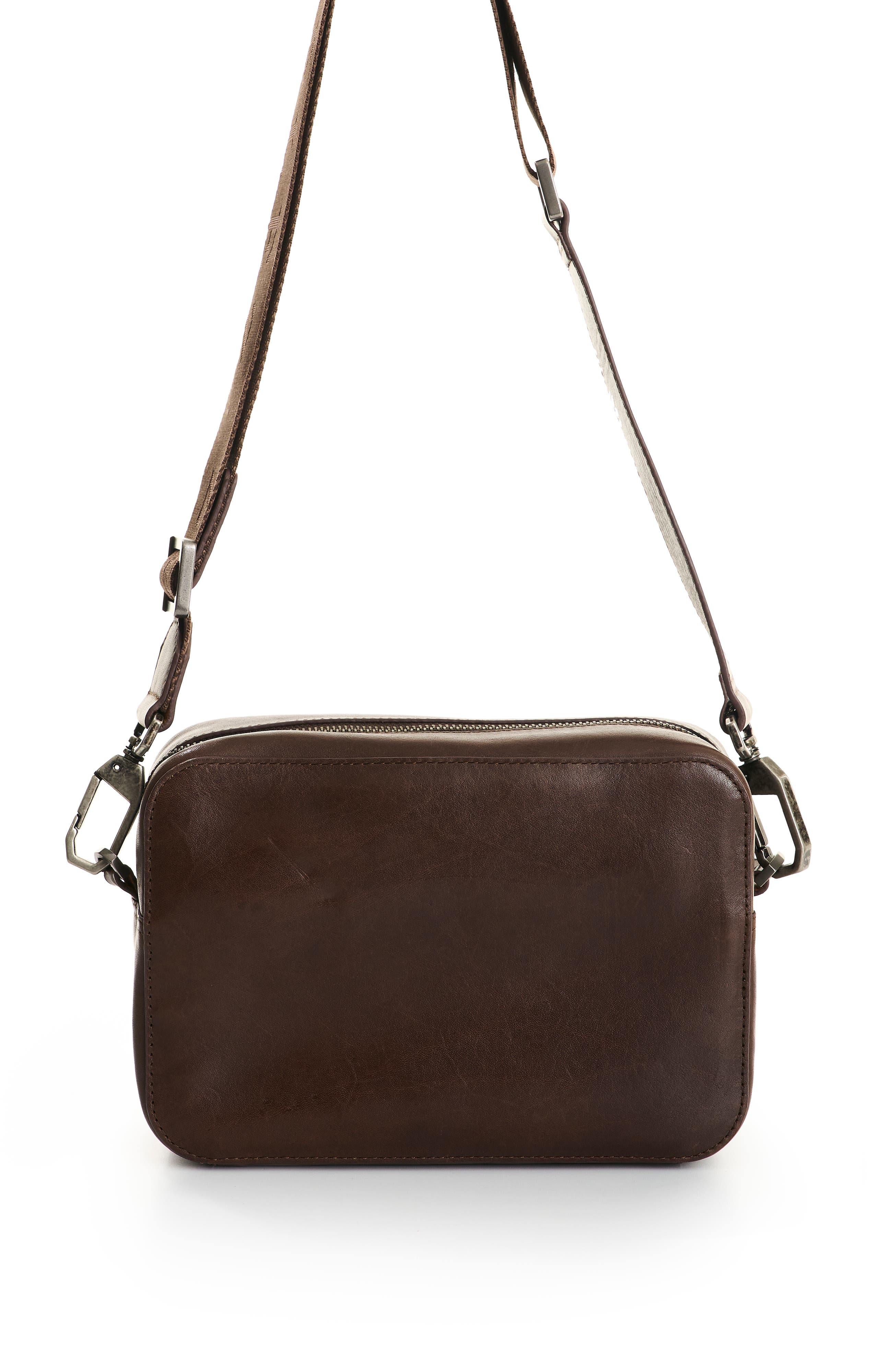Leather Crossbody Bag  with Adjustable Straps, Alternate, color, Dark Brown