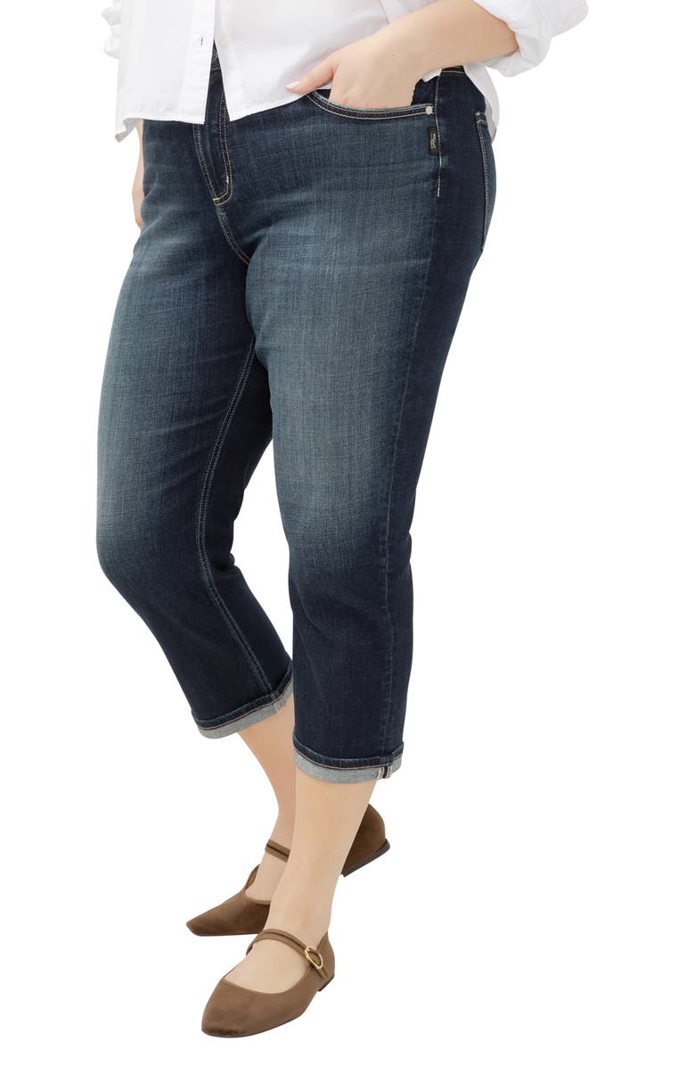 Silver Jeans Co. Avery Curvy High Waist Capri Jeans, Alternate, color, Indigo