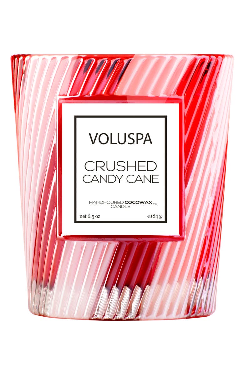 Voluspa Crushed Candy Cane Boxed Classic Candle, Alternate, color, Red