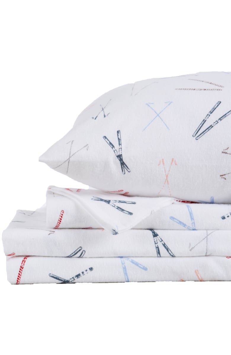 Woven & Weft Turkish Cotton Flannel Christmas Sheet Set, Alternate, color, Santa Joy