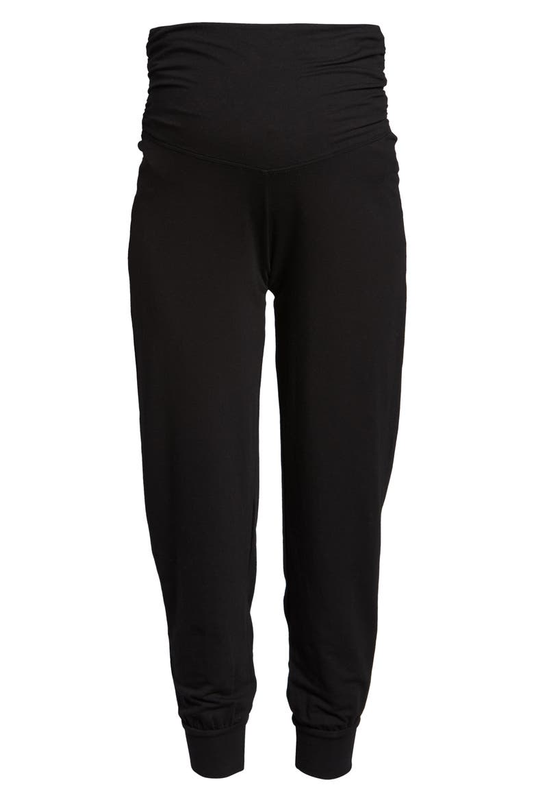 Athleisure Foldover Maternity Joggers, Alternate, color, BLACK